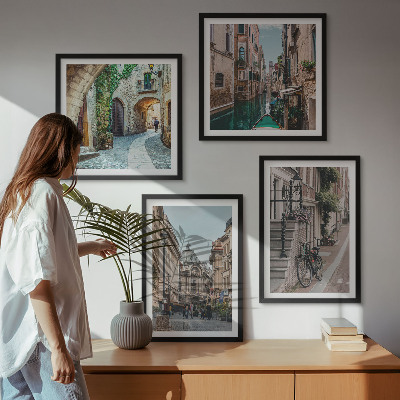 Zarámovaný set obrazov Vodná architektúra benátskych ulíc