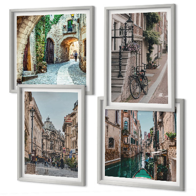 Zarámovaný set obrazov Vodná architektúra benátskych ulíc