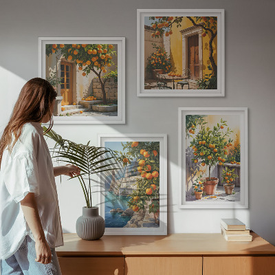 Dekoratívna sada obrazov Maľované citrusové krajiny