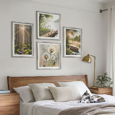 Dekoratívna sada obrazov Lesná krajina, jazero Łódź