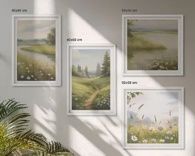 Dekoratívna sada obrazov jarná krajina s riečnou lúkou
