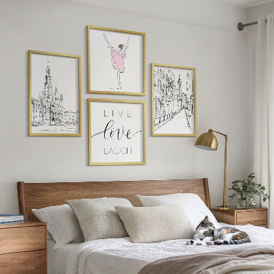Dekoratívna sada obrazov Štýlová grafika balerína architektúra