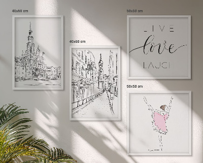 Dekoratívna sada obrazov Štýlová grafika balerína architektúra
