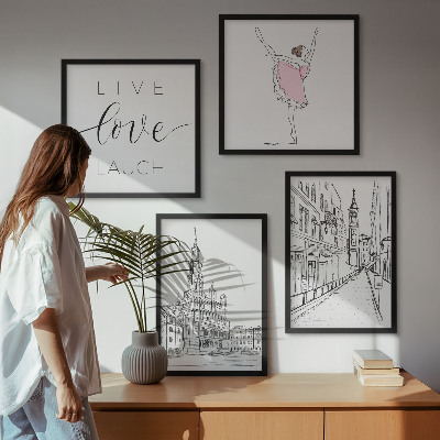 Dekoratívna sada obrazov Štýlová grafika balerína architektúra