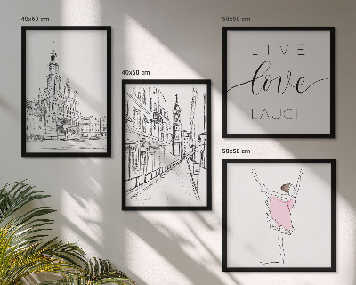 Dekoratívna sada obrazov Štýlová grafika balerína architektúra