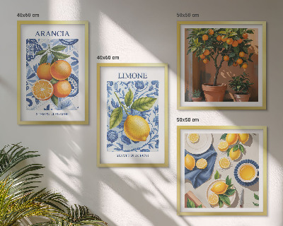 Zarámovaný set obrazov Ilustrácie citrusových plodov