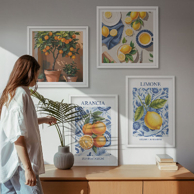 Zarámovaný set obrazov Ilustrácie citrusových plodov