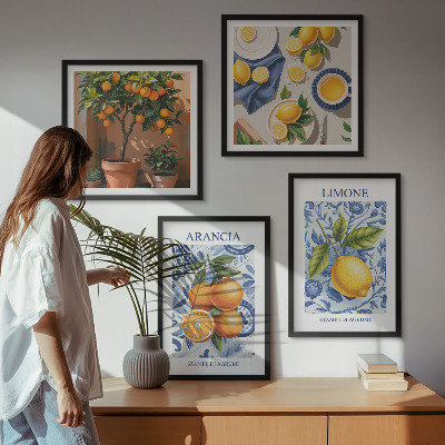 Zarámovaný set obrazov Ilustrácie citrusových plodov