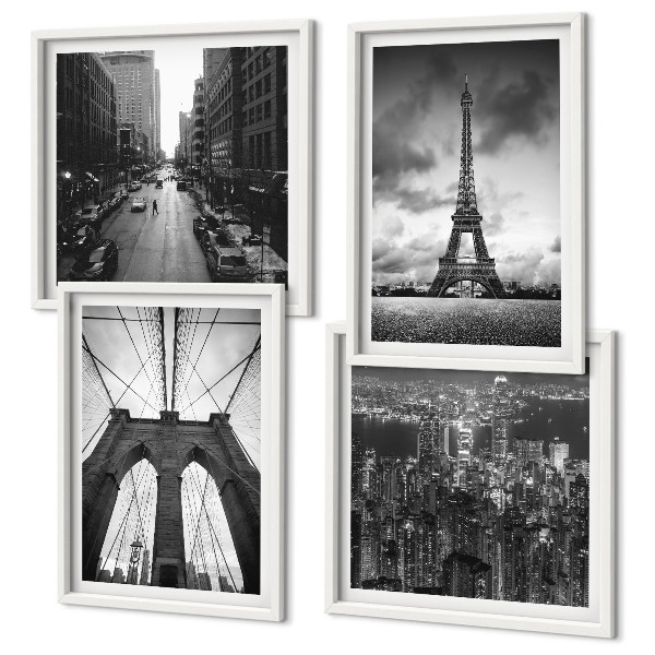 Zarámovaný set obrazov Monochromatické mostné veže