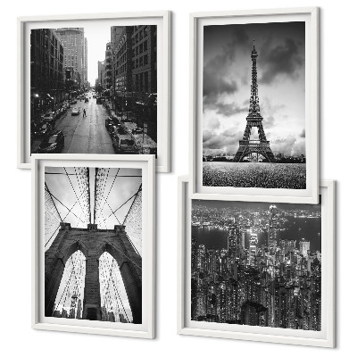 Zarámovaný set obrazov Monochromatické mostné veže