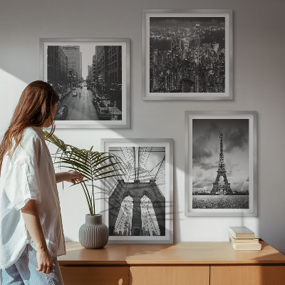 Zarámovaný set obrazov Monochromatické mostné veže