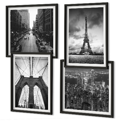 Zarámovaný set obrazov Monochromatické mostné veže