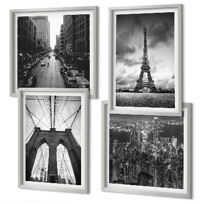 Zarámovaný set obrazov Monochromatické mostné veže