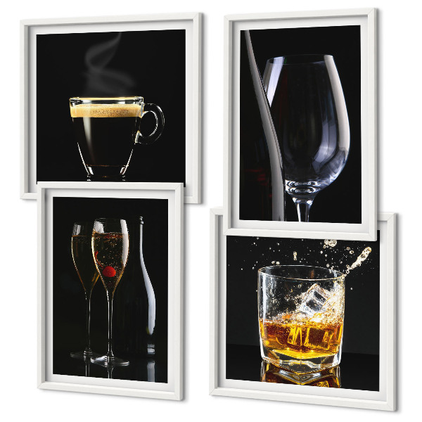 Dekoratívna sada obrazov Whisky víno šampanské káva alkohol