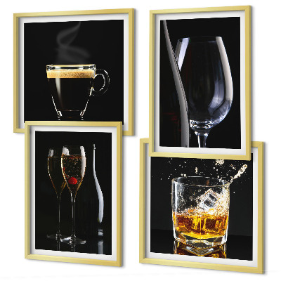 Dekoratívna sada obrazov Whisky víno šampanské káva alkohol