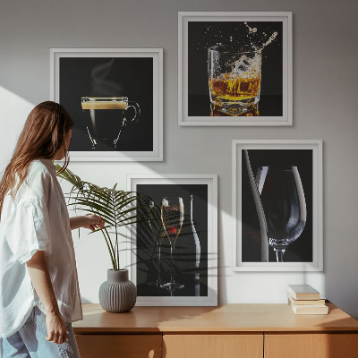 Dekoratívna sada obrazov Whisky víno šampanské káva alkohol