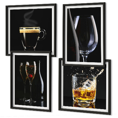 Dekoratívna sada obrazov Whisky víno šampanské káva alkohol