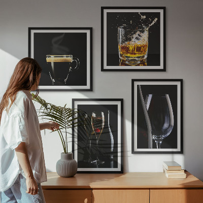 Dekoratívna sada obrazov Whisky víno šampanské káva alkohol