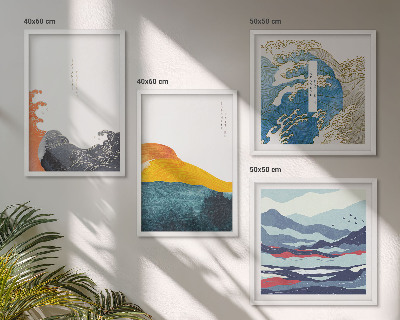 Dekoratívna sada obrazov Vlny Japonská umelecká grafika