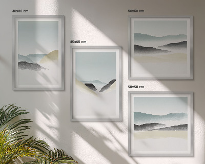 Zarámovaný set obrazov Minimalistické pastelové farby na horách