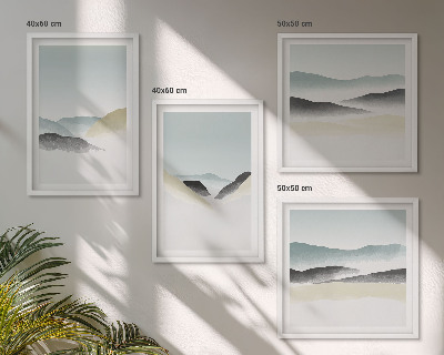 Zarámovaný set obrazov Minimalistické pastelové farby na horách