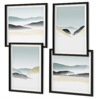 Zarámovaný set obrazov Minimalistické pastelové farby na horách