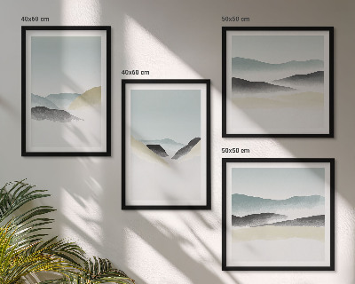 Zarámovaný set obrazov Minimalistické pastelové farby na horách