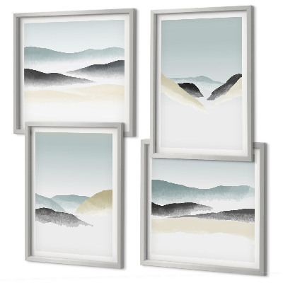 Zarámovaný set obrazov Minimalistické pastelové farby na horách