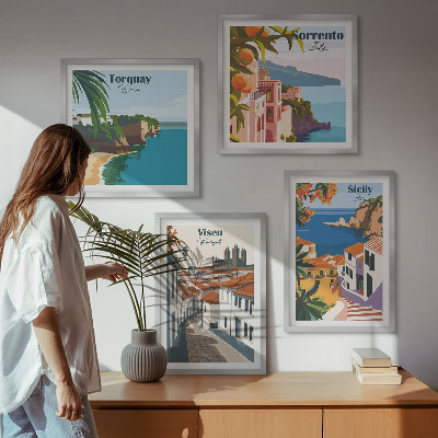 Dekoratívna sada obrazov Retro ilustrácie svetových miest