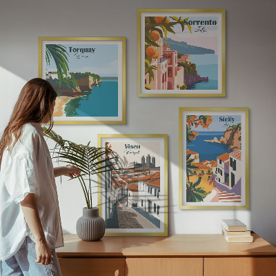 Dekoratívna sada obrazov Retro ilustrácie svetových miest