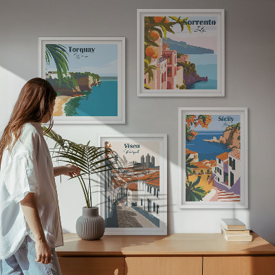 Dekoratívna sada obrazov Retro ilustrácie svetových miest