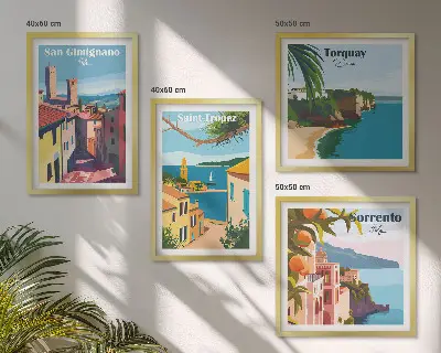 Obrazy Talianske prímorské mestá zarámovaný set