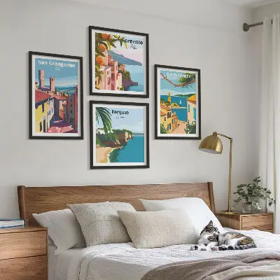 Obrazy Talianske prímorské mestá zarámovaný set