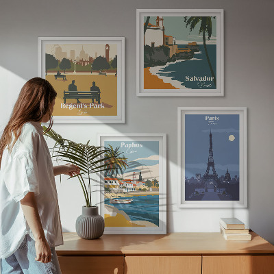 Zarámovaný set obrazov Architektúra pobrežných miest
