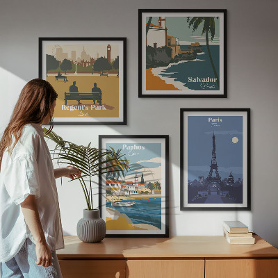 Zarámovaný set obrazov Architektúra pobrežných miest