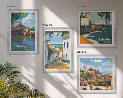 Dekoratívna sada obrazov Retro mestská grafika