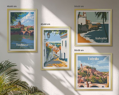 Dekoratívna sada obrazov Retro mestská grafika