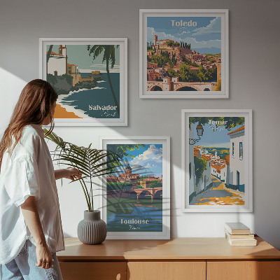 Dekoratívna sada obrazov Retro mestská grafika