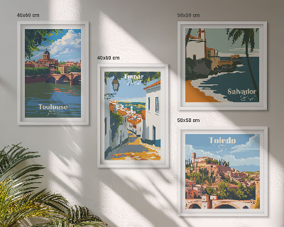 Dekoratívna sada obrazov Retro mestská grafika