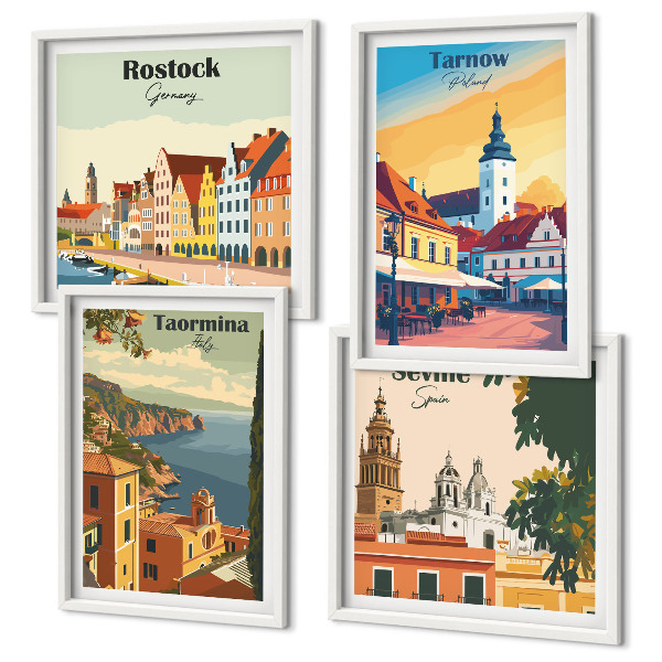 Zarámovaný set obrazov Architektúra pobrežných miest