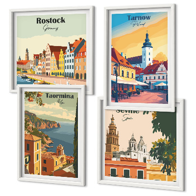 Zarámovaný set obrazov Architektúra pobrežných miest