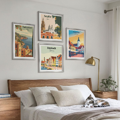 Zarámovaný set obrazov Architektúra pobrežných miest