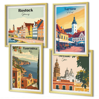 Zarámovaný set obrazov Architektúra pobrežných miest