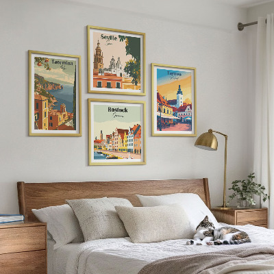 Zarámovaný set obrazov Architektúra pobrežných miest