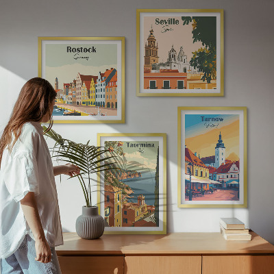 Zarámovaný set obrazov Architektúra pobrežných miest