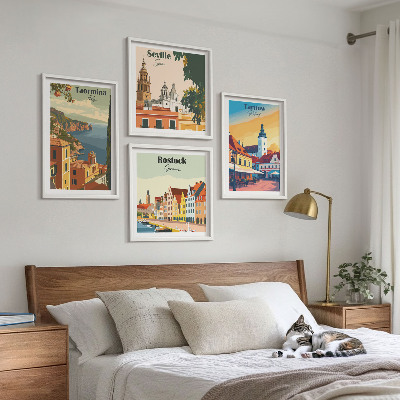 Zarámovaný set obrazov Architektúra pobrežných miest