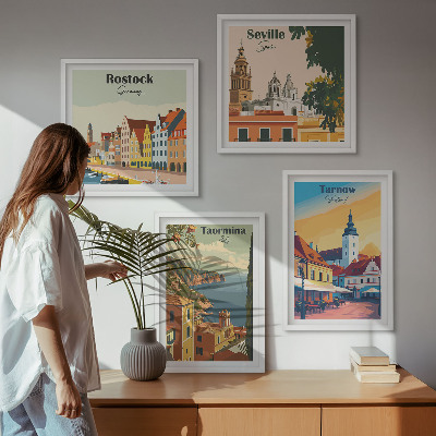 Zarámovaný set obrazov Architektúra pobrežných miest