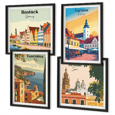Zarámovaný set obrazov Architektúra pobrežných miest
