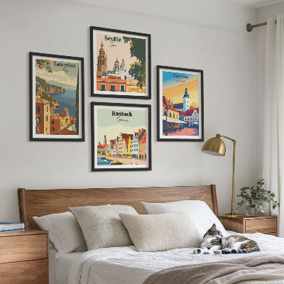 Zarámovaný set obrazov Architektúra pobrežných miest