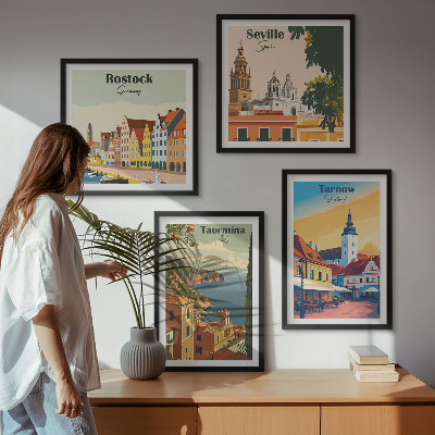 Zarámovaný set obrazov Architektúra pobrežných miest